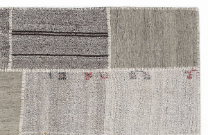 Striped Over Dyed Kilim Patchwork Unique Rug 5'3'' x 7'7'' ft 160 x 230 cm