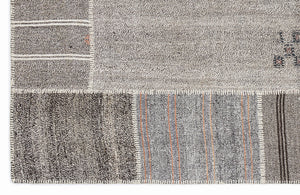 Striped Over Dyed Kilim Patchwork Unique Rug 5'3'' x 7'7'' ft 160 x 230 cm