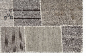 Striped Over Dyed Kilim Patchwork Unique Rug 5'3'' x 7'7'' ft 160 x 230 cm