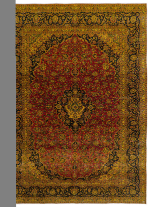 Yellow Over Dyed Vintage XLarge Rug 9'3'' x 9'7'' ft 283 x 292 cm