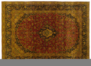 Yellow Over Dyed Vintage XLarge Rug 9'3'' x 9'7'' ft 283 x 292 cm