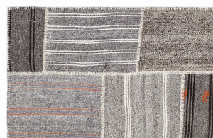 Striped Over Dyed Kilim Patchwork Unique Rug 5'3'' x 7'7'' ft 160 x 230 cm