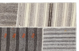 Striped Over Dyed Kilim Patchwork Unique Rug 5'3'' x 7'7'' ft 160 x 230 cm
