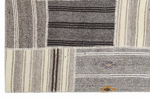 Striped Over Dyed Kilim Patchwork Unique Rug 5'3'' x 7'7'' ft 160 x 230 cm