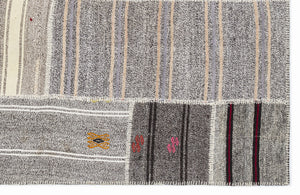 Striped Over Dyed Kilim Patchwork Unique Rug 5'3'' x 7'7'' ft 160 x 230 cm