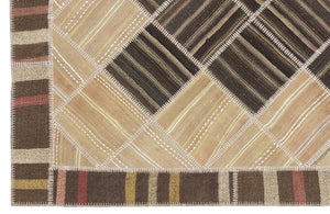 Striped Over Dyed Kilim Patchwork Unique Rug 5'7'' x 7'10'' ft 169 x 240 cm