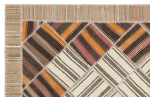 Striped Over Dyed Kilim Patchwork Unique Rug 5'7'' x 7'10'' ft 170 x 240 cm