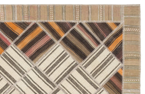 Striped Over Dyed Kilim Patchwork Unique Rug 5'7'' x 7'10'' ft 170 x 240 cm