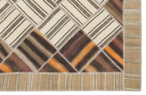 Striped Over Dyed Kilim Patchwork Unique Rug 5'7'' x 7'10'' ft 170 x 240 cm