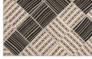 Striped Over Dyed Kilim Patchwork Unique Rug 5'9'' x 8'8'' ft 176 x 264 cm