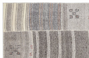 Striped Over Dyed Kilim Patchwork Unique Rug 5'3'' x 7'7'' ft 160 x 230 cm