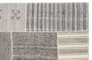 Striped Over Dyed Kilim Patchwork Unique Rug 5'3'' x 7'7'' ft 160 x 230 cm