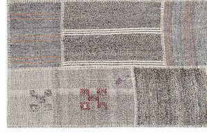 Striped Over Dyed Kilim Patchwork Unique Rug 5'3'' x 7'7'' ft 160 x 230 cm