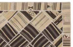 Striped Over Dyed Kilim Patchwork Unique Rug 5'7'' x 7'10'' ft 170 x 238 cm