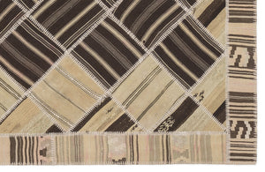 Striped Over Dyed Kilim Patchwork Unique Rug 5'7'' x 7'10'' ft 170 x 238 cm