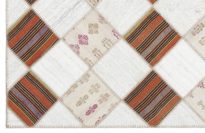 Striped Over Dyed Kilim Patchwork Unique Rug 5'8'' x 7'0'' ft 173 x 214 cm