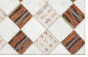 Striped Over Dyed Kilim Patchwork Unique Rug 5'8'' x 7'0'' ft 173 x 214 cm