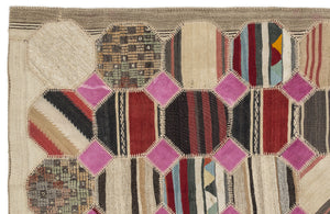 Mixed Over Dyed Kilim Patchwork Unique Rug 5'3'' x 9'10'' ft 161 x 299 cm