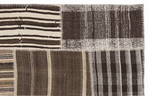 Striped Over Dyed Kilim Patchwork Unique Rug 5'3'' x 7'7'' ft 160 x 230 cm