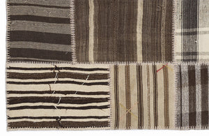 Striped Over Dyed Kilim Patchwork Unique Rug 5'3'' x 7'7'' ft 160 x 230 cm