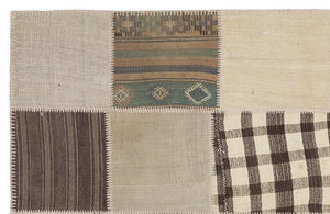 Striped Over Dyed Kilim Patchwork Unique Rug 5'3'' x 7'7'' ft 160 x 230 cm