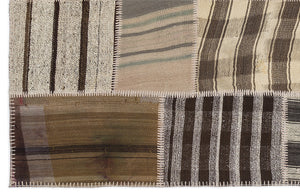 Striped Over Dyed Kilim Patchwork Unique Rug 5'3'' x 7'7'' ft 160 x 230 cm