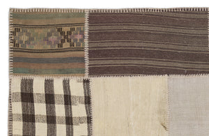 Striped Over Dyed Kilim Patchwork Unique Rug 5'3'' x 7'7'' ft 160 x 230 cm