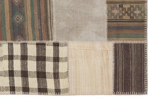 Striped Over Dyed Kilim Patchwork Unique Rug 5'3'' x 7'7'' ft 160 x 230 cm