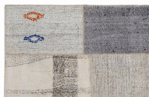 Striped Over Dyed Kilim Patchwork Unique Rug 5'3'' x 7'7'' ft 160 x 230 cm