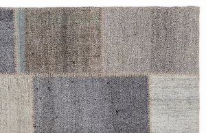 Striped Over Dyed Kilim Patchwork Unique Rug 5'3'' x 7'7'' ft 160 x 230 cm