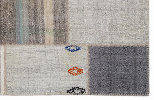 Striped Over Dyed Kilim Patchwork Unique Rug 5'3'' x 7'7'' ft 160 x 230 cm