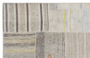 Striped Over Dyed Kilim Patchwork Unique Rug 5'3'' x 7'7'' ft 160 x 230 cm