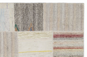 Striped Over Dyed Kilim Patchwork Unique Rug 5'3'' x 7'7'' ft 160 x 230 cm