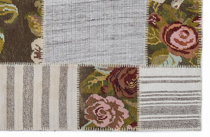 Karabakh Over Dyed Kilim Patchwork Unique Rug 5'3'' x 7'7'' ft 160 x 230 cm