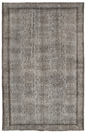 Gray Over Dyed Vintage Rug 5'12'' x 9'5'' ft 182 x 287 cm