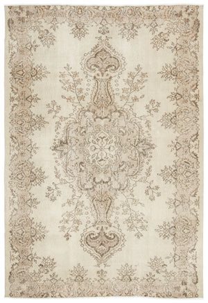Beige Over Dyed Vintage Rug 6'2'' x 9'1'' ft 188 x 277 cm