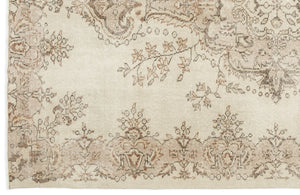 Beige Over Dyed Vintage Rug 6'2'' x 9'1'' ft 188 x 277 cm