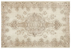 Beige Over Dyed Vintage Rug 6'2'' x 9'1'' ft 188 x 277 cm