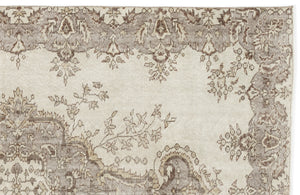 Beige Over Dyed Vintage Rug 6'1'' x 9'1'' ft 186 x 278 cm