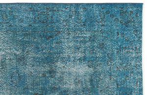 Turquoise Over Dyed Vintage Rug 6'9'' x 10'8'' ft 206 x 325 cm