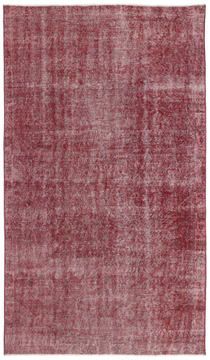 Red Over Dyed Vintage Rug 5'7'' x 9'8'' ft 169 x 295 cm