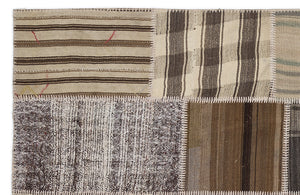 Striped Over Dyed Kilim Patchwork Unique Rug 5'3'' x 7'7'' ft 160 x 230 cm