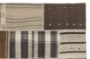 Striped Over Dyed Kilim Patchwork Unique Rug 5'3'' x 7'7'' ft 160 x 230 cm