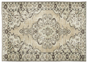 Beige Over Dyed Vintage Rug 6'3'' x 8'9'' ft 190 x 267 cm