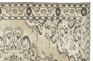 Beige Over Dyed Vintage Rug 6'3'' x 8'9'' ft 190 x 267 cm