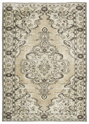 Beige Over Dyed Vintage Rug 6'3'' x 8'9'' ft 190 x 267 cm