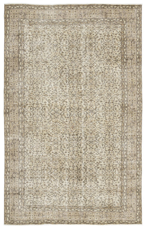 Beige Over Dyed Vintage Rug 5'8'' x 9'1'' ft 173 x 277 cm