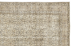Beige Over Dyed Vintage Rug 5'8'' x 9'1'' ft 173 x 277 cm