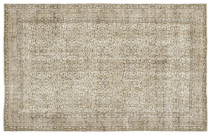 Beige Over Dyed Vintage Rug 5'8'' x 9'1'' ft 173 x 277 cm