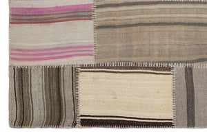 Striped Over Dyed Kilim Patchwork Unique Rug 5'3'' x 7'7'' ft 160 x 230 cm